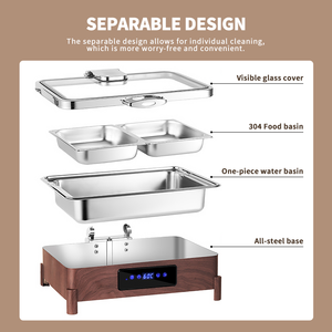 Vincitori all'ingrosso piatto da sfregamento intelligente in acciaio inossidabile Set Chafer da Buffet elettrico da banco scalda cibo per banchetti - Product Image 3