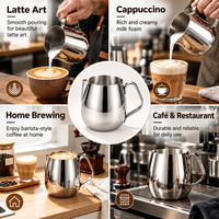 Pichet à lait Kingze OEM 300ml 450ml 600ml en acier inoxydable avec bec en bec d'aigle pour bar à café de marque