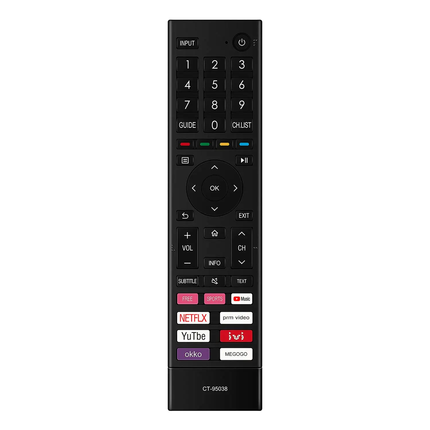 CT-95038 thay thế điều khiển từ xa cho TV Toshiba & Hisense LED LCD TV wiht ứng dụng miễn phí thể thao âm nhạc Netflix Prime-video Youtube