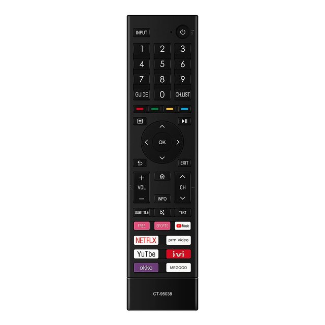 CT-95038 Replacement Remote Control for TV Fixed Code Anti-Shock Wi-Fi Apps Free Sports/Music/Netflix/Prime-Video/YouTube