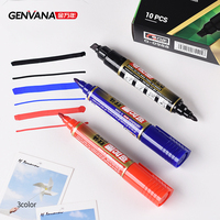 Marqueur permanent imperméable à l'encre solide Genvana à double tête rechargeable 6,0/1,5 mm pour CD avec 12 couleurs