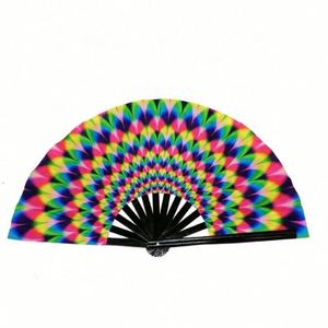 Large <b>Folding</b> Rainbow Hand Fan for Dance Music Festival Carved Fairy Style with Bamboo Ribs for Drag Queen Rave - Product Image 5