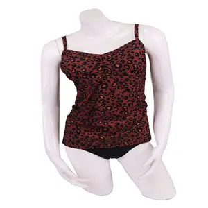 OEM brand AOP sublimated print ladies swimming tankini top with removable padded and solid color beach brief set