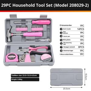 <strong>Pink</strong> Multi-function Carbon Steel Hand Operated Gift <strong>Tool</strong> Combination Set Household Hardware Pliers Hammer Home Repair Toolbox - Product Image 2