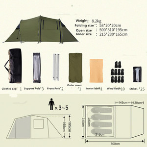 Bibouac tente de Camping 3 à 5 personnes, imperméable, classique, en Tunnel, imperméable, fabriquées sur mesure - Product Image 6