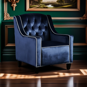 Poltrona Club Accent in Velluto Trapuntato con Profili e Finiture Borchiate, Arredo di Design per il Tempo Libero per Casa, Camera da Letto o Appartamento - Product Image 2