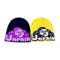 Bonnet tricoté unisexe réversible à rayures jacquard sans revers, pour homme, de créateur, vente en gros, logo personnalisé, voyage, plage, hiver