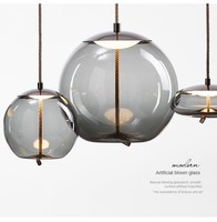Lustre en verre à suspendre en corde de chanvre moderne nordique, design minimaliste, adapté aux espaces commerciaux et aux salons