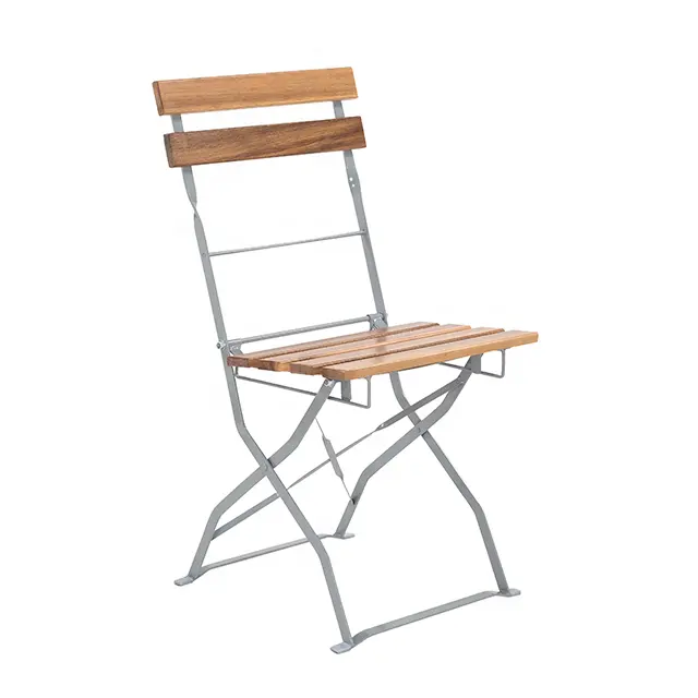 Chaise de bistrot en bois massif, mobilier d'extérieur pliable en métal, en bois massif