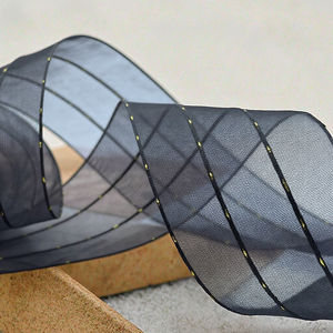 Fábrica Atacado Único Rosto Decorativo Wired <span class=keywords><strong>Organza</strong></span> Chiffon Fita para Presente Envoltório - Product Image 1
