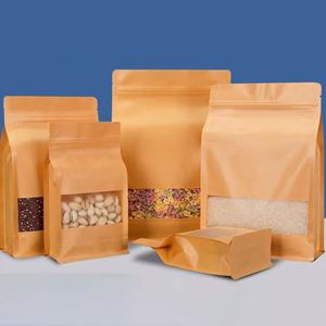 Offre Spéciale biodégradable debout de qualité alimentaire Kraft fermeture éclair haut mat laminé sacs d'emballage pour fruits secs et thé - Product Image 4