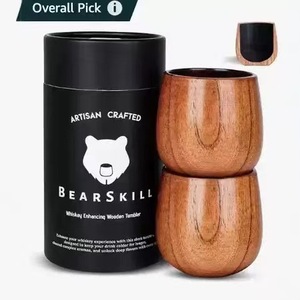 Vaso Grande de Madera para Whisky y Cerveza, Diseño Japonés de Combustión de Carbón, Capacidad de 300 ml/150 ml - Product Image 3