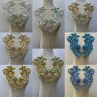 Applique de luxe en strass pour robes de mariée, motif paire, plusieurs couleurs, perles à coudre, pierres et cristaux, pour corsage