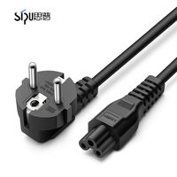SIPU Câble d'alimentation à 3 broches standard européen de haute qualité, prise à angle droit pour projecteurs et ordinateurs Connecteur Euro IEC C13