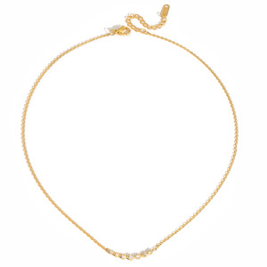 Collier en zircon avec chaîne en or, pierres rondes serties griffe, bijoux fins pour usage quotidien - Product Image 5