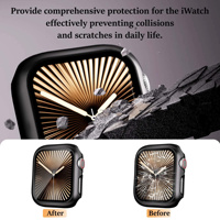 NEXVOGUE Casing Olahraga & Fashion Anti Gores Anti Sidik Jari Kaca Tempered PC Ultra Keras Hitam untuk Jam Tangan 38-46Mm