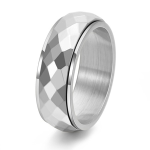 Hot Sale Trendy Christian Style Bezel Setting Geometric Stainless Steel Gold Plated Unisex <b>Tungsten</b> Ring World Biker Wedding - Product Image 1