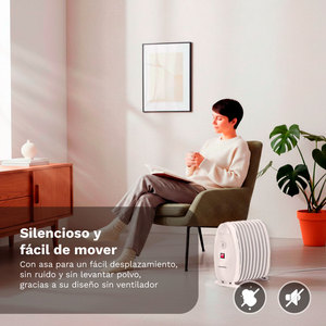 Radiatore Elettrico a Olio Grunkel 1000W Bianco, Riscaldatore per Ambienti - Product Image 4