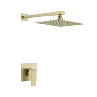 Ensemble de douche carré noir mat moderne encastré avec pommeau de pluie et douchette à main mural - Duchas Modernas