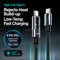 Kabel Pengisian Cepat USB Type-C PD 240W 6A dari Aluminium Alloy dengan Layar LED Digital untuk Kamera Ponsel, Pengisian Cepat dan Transfer Data