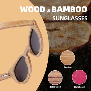 Gafas de sol de madera con logotipo personalizado, de bambú, a la moda, con espejo negro, montura metálica, estilo OEM, protección con lentes de color y resorte. - Product Image 2