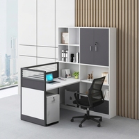Poste de travail modulaire avec cloison de bureau et bibliothèque intégrée, table de travail pour personnel pour projet de bureau