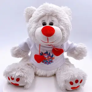 13-Inch Cute Bear Plush Toy Cotton T-Shirt with Sublimation Polyester PP Cotton Filling Packed in Opp Bag