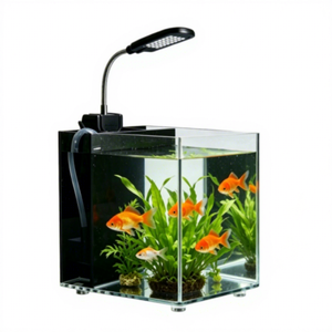 Mini Acuario de Escritorio de Acrílico Transparente <span class=keywords><strong>con</strong></span> Luz LED y Filtro para <span class=keywords><strong>Peces</strong></span> Betta - Product Image 1