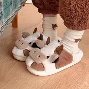 XIXITIAO Hot Sale Cute Warm Home for <b>Slippers</b> for <b>Women</b> & Girls Soft Plush Non-Slip Sole Cow Fuzzy Animal Winter Shoes - Product Image 4