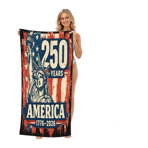 Serviette de plage en microfibre à forte absorption d'eau, motif drapeau américain imprimé, commémoration du 250e anniversaire - Product Image 2