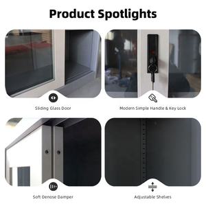 Fer 2 coulissant moderne serrure double pleine hauteur bibliothèque maison stockage meubles acier bureau métal verre porte classeur - Product Image 5