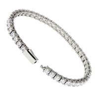 Bracelet tennis carré en acier inoxydable avec zircon, bijoux de luxe géométriques unisexes, vente en gros