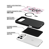 Coque de téléphone AG Feeling Black Edge avec motif serpent rose doré pour iPhone 17, 17 Pro Max, 16 Pro, 15 – Coque magnétique