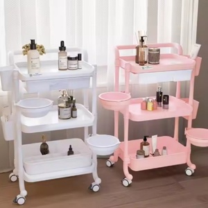 Hot-sale Salon <b>Tools</b> Hairdressing Hand Cart With Wheel Metal Beauty Salon Trolley - Product Image 2