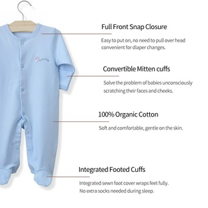 Combinaison bébé en coton biologique personnalisée, barboteuse à fermeture à boutons-pression, couleur unie, ajustement parfait, vêtements pour nouveau-nés <span class=keywords><strong>de</strong></span> 0 à 12 mois - Product Image 4
