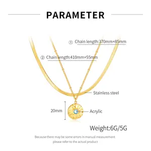 Vente en gros de colliers pendentifs en acrylique et acier inoxydable de conception simple