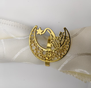 DAMAI DAMAI 2026 New Ramadan Napkin <b>Ring</b> Home Decoration Star Moon Pattern Electroplated Alloy Napkin Buckle Ramadan Deco - Product Image 3