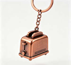 Copper Color Metal <b>Toasters</b> Key Chain Vintage Style Keyring Gift Accessory - Product Image 2