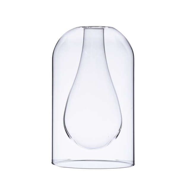 Supply Double Wall Tear Water Shape Borosilicate Glass Aroma Fragrance Reed Diffuser Bottle Clear Essential Oil Vessel Glass