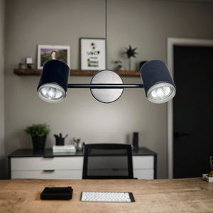 <span class=keywords><strong>Lampe</strong></span> à rail fixe à douille GU10 Abat-jour noir cylindrique <span class=keywords><strong>avec</strong></span> applique arrière en nickel brossé pour projet d'hôtel - Product Image 4