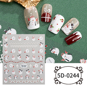 Nouveaux autocollants 5D en relief pour ongles de Noël, style INS, créatifs, DIY, auto-adhésifs, pour enfants, pour la vente en gros - Product Image 4