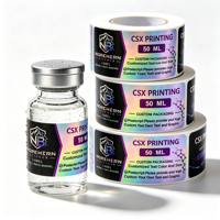 Autocollants holographiques en vinyle durables, impression de petites bouteilles, formes découpées sur mesure, imperméables, pour étiquettes de flacons de 3 ml, 5 ml, 10 ml
