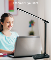 Lampe de bureau LED sans fil en aluminium, simple et électrique, pour bureau, salle de lecture, 5 modes d'éclairage, base flexible moderne, lampe de table