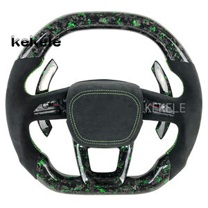 Volant en fibre de carbone forgé vert personnalisé avec manettes de vitesse pour <span class=keywords><strong>Audi</strong></span> Q3 Q4 Q5 Q7 Q8 R6 R8 S3 S4 S5 RS3 <span class=keywords><strong>RS5</strong></span> - Product Image 2