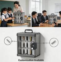 Glosen N2624 Casier de rangement pour smartphones en alliage d'argent à 24 positions avec entrée sécurisée à clé pour le stockage de téléphones en milieu institutionnel