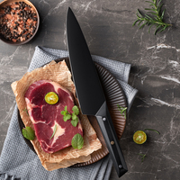 Xyj couteau de Chef de cuisine, en acier inoxydable, anti-adhésif noir, lame de revêtement noir avec manche G10 de qualité militaire