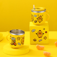 SUS 304 tasse de paille en acier inoxydable sans danger pour les enfants conception de canard jaune mignon étanche incassable écologique lavable au lave-vaisselle