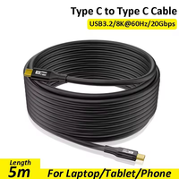 Cable USB 3.2 de 5 Metros, Tipo C a Tipo C, 20Gbps, 8K/60Hz, PD100W, 20V, para PC, Laptop, iPhone 15 Pro Max, MacBook
