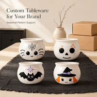 Bol à bonbons d'Halloween personnalisé avec des motifs d'araignées, de crânes, de chauves-souris et de sorcières pour la décoration de table de fête
