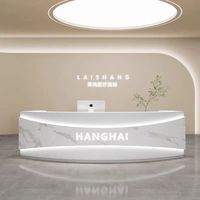 Mostrador de recepción de madera moderno y personalizado de alta calidad para clínica, salón de belleza, oficina, recepción de clínica
